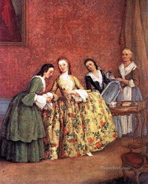  Morning Oil Painting - The Venetian Ladys Morning life scenes Pietro Longhi